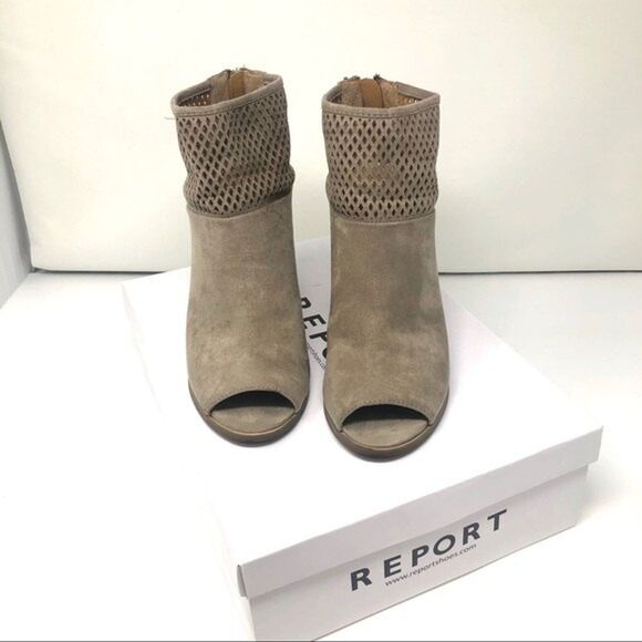 Report taupe perforated open toe wedge booties size 8 western women's shoes - Picture 2 of 8